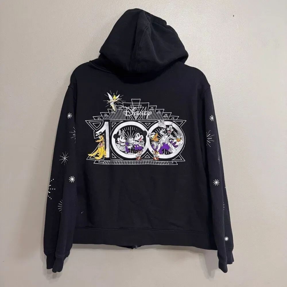 Disneyland 100 Zip Up Hoodie Black size 1X - Picture 2 of 10